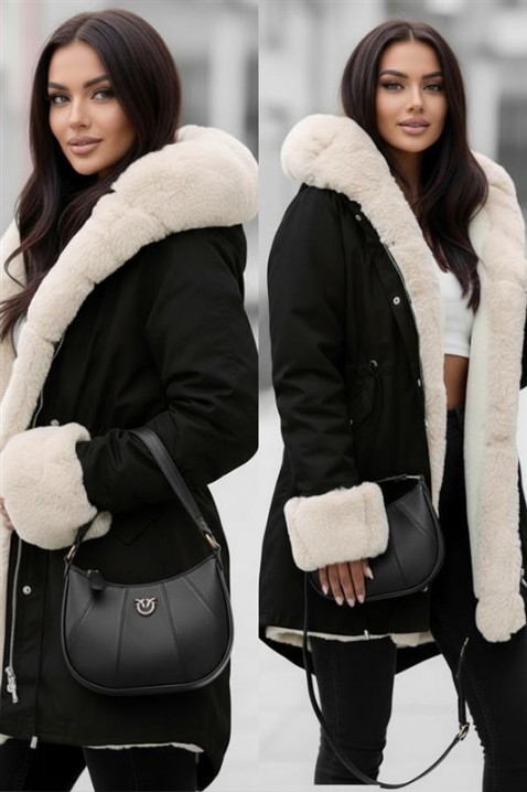 Μπουφάν LEILUSHA BLACK, Χρώμα: μαύρο, IVET.EU - Εκπτώσεις έως -80%