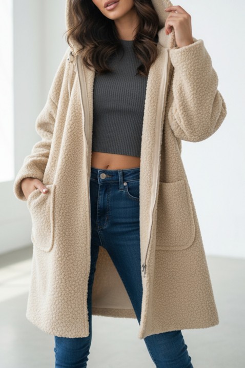 Παλτό POLDIZA, Χρώμα: μπεζ, IVET.EU - Εκπτώσεις έως -80%