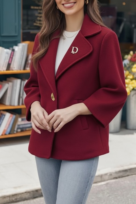 Παλτό ZOLTINDA BORDO, Χρώμα: μπορντό, IVET.EU - Εκπτώσεις έως -80%