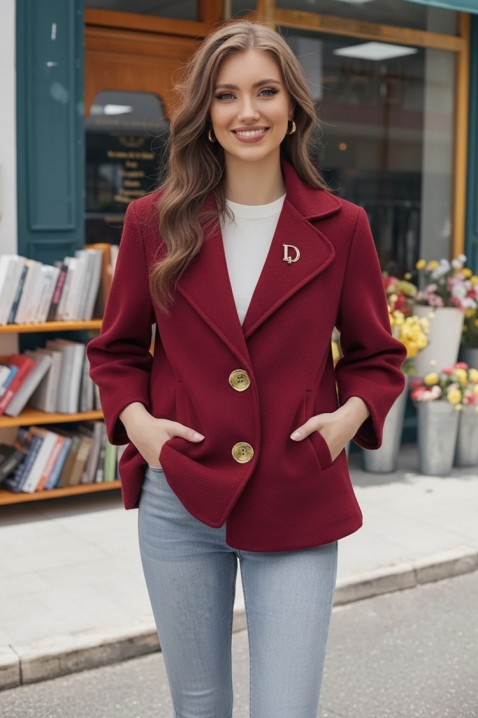 Παλτό ZOLTINDA BORDO, Χρώμα: μπορντό, IVET.EU - Εκπτώσεις έως -80%