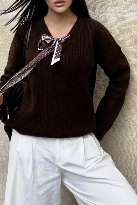 Πουλόβερ SHARLINTA BROWN, Χρώμα: καφέ, IVET.EU - Εκπτώσεις έως -80%