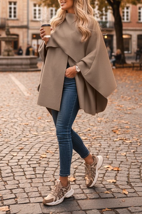 Παλτό POKRINZA MOCHA, Χρώμα: μόκα, IVET.EU - Εκπτώσεις έως -80%