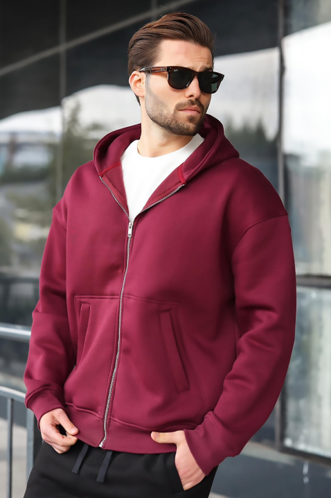 Ανδρικό φούτερ VERGERO BORDO, Χρώμα: μπορντό, IVET.EU - Εκπτώσεις έως -80%