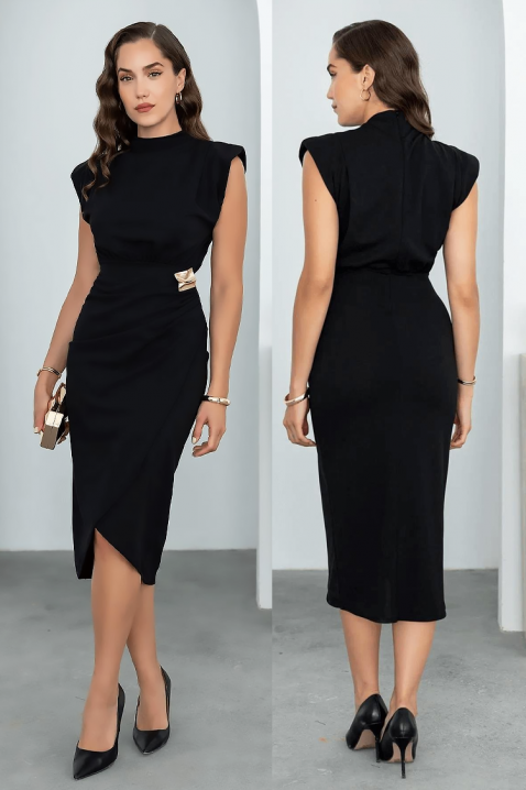 Φόρεμα ATELINDA BLACK, Χρώμα: μαύρο, IVET.EU - Εκπτώσεις έως -80%