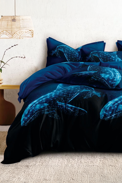 Σετ κρεβατοκάμαρας MOLNEFY 160x200 cm βαμβακερό - 4 τεμ., Χρώμα: σκούρο μπλε, IVET.EU - Εκπτώσεις έως -80%