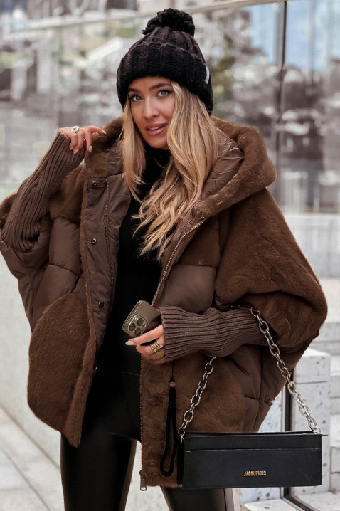 Μπουφάν GLOREDA BROWN, Χρώμα: καφέ,εκρού, IVET.EU - Εκπτώσεις έως -80%