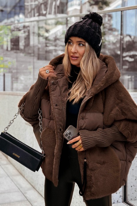 Μπουφάν GLOREDA BROWN, Χρώμα: καφέ,εκρού, IVET.EU - Εκπτώσεις έως -80%