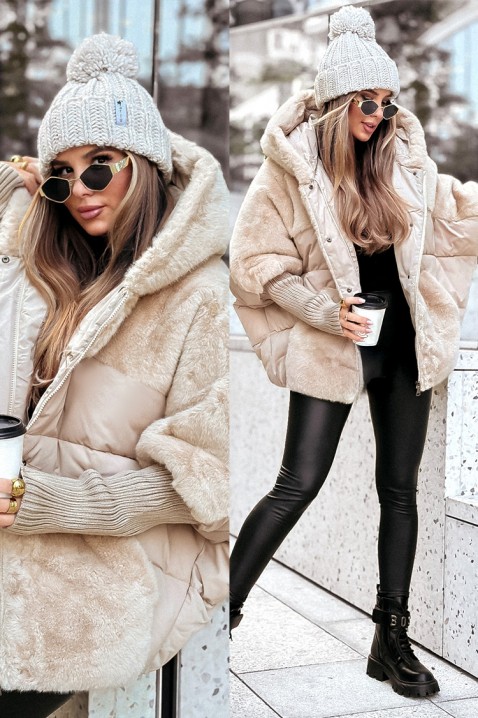 Μπουφάν GLOREDA ECRU, Χρώμα: καφέ,εκρού, IVET.EU - Εκπτώσεις έως -80%