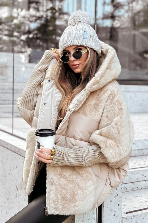 Μπουφάν GLOREDA ECRU, Χρώμα: καφέ,εκρού, IVET.EU - Εκπτώσεις έως -80%