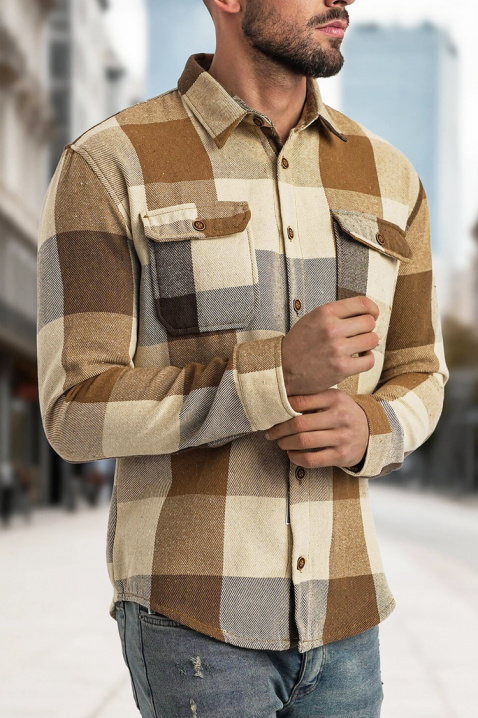 Ανδρικό πουκάμισο MOLTONO, Χρώμα: μπεζ, IVET.EU - Εκπτώσεις έως -80%