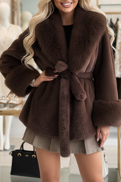 Παλτό ELEMSA BROWN, Χρώμα: καφέ, IVET.EU - Εκπτώσεις έως -80%