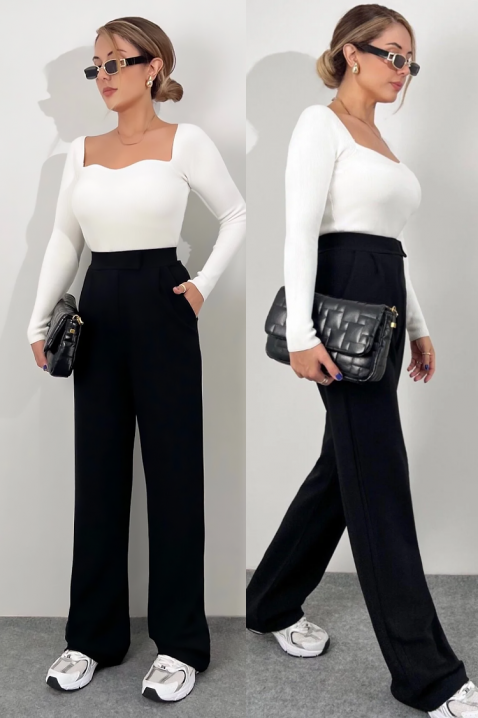 Παντελόνι MALVONA BLACK, Χρώμα: μαύρο, IVET.EU - Εκπτώσεις έως -80%