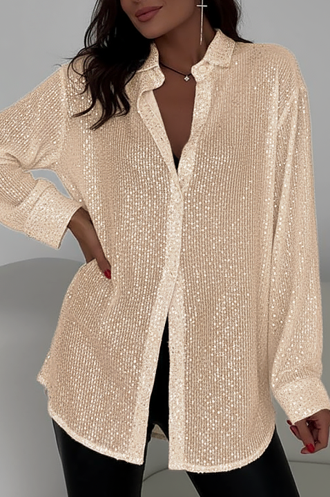 Γυναικείο πουκάμισο LANVELDA GOLD, Χρώμα: χρυσαφί, IVET.EU - Εκπτώσεις έως -80%