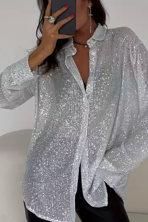 Γυναικείο πουκάμισο LANVELDA SILVER, Χρώμα: ασημί, IVET.EU - Εκπτώσεις έως -80%