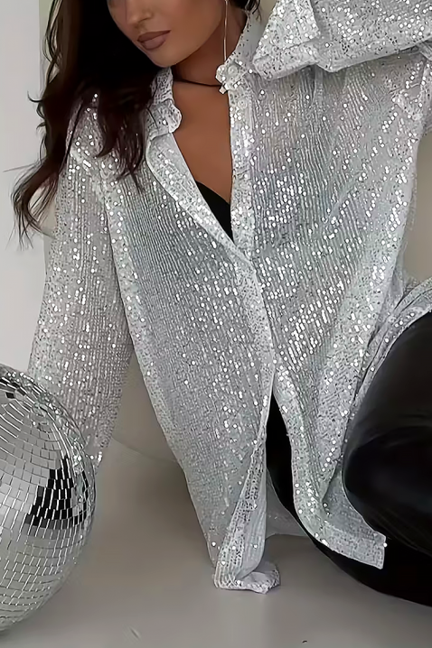 Γυναικείο πουκάμισο LANVELDA SILVER, Χρώμα: ασημί, IVET.EU - Εκπτώσεις έως -80%