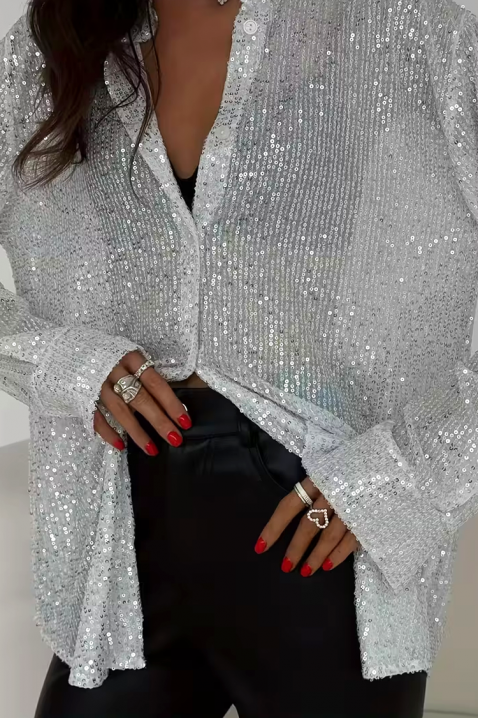 Γυναικείο πουκάμισο LANVELDA SILVER, Χρώμα: ασημί, IVET.EU - Εκπτώσεις έως -80%