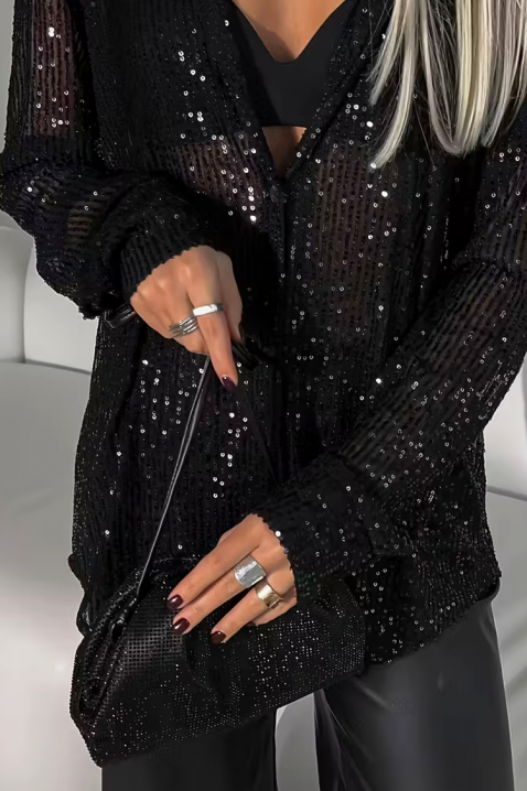 Γυναικείο πουκάμισο LANVELDA BLACK, Χρώμα: μαύρο, IVET.EU - Εκπτώσεις έως -80%