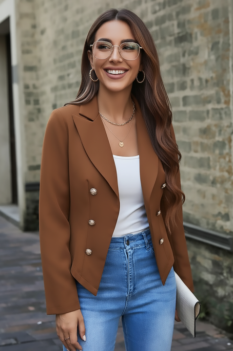 Σακάκι OFLINZA CAMEL, Χρώμα: ανοιχτό καφέ, IVET.EU - Εκπτώσεις έως -80%