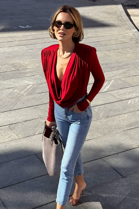 Γυναικεία μπλούζα SEKLONDA RED, Χρώμα: κόκκινο, IVET.EU - Εκπτώσεις έως -80%