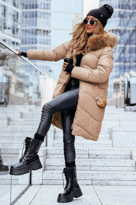 Μπουφάν SNEVILDA BEIGE, Χρώμα: μπεζ, IVET.EU - Εκπτώσεις έως -80%