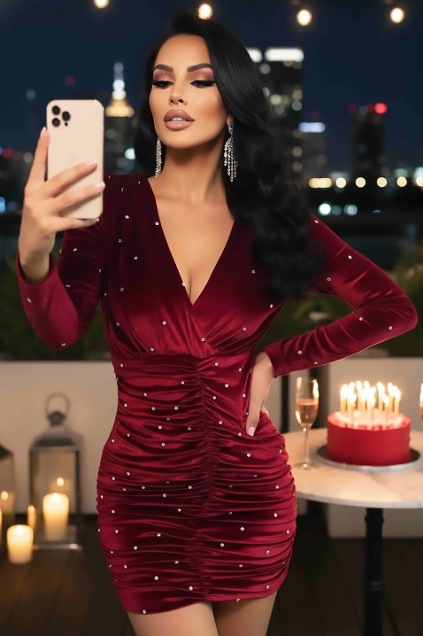 Φόρεμα TREVOLDA BORDO, Χρώμα: μπορντό, IVET.EU - Εκπτώσεις έως -80%