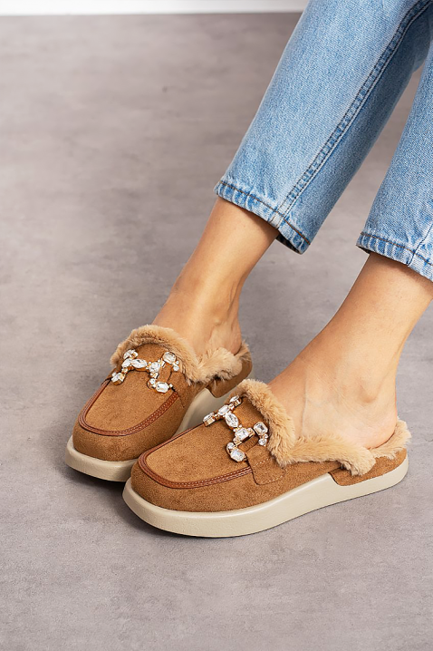 Γυναικείες παντόφλες KARMINSA CAMEL, Χρώμα: ανοιχτό καφέ, IVET.EU - Εκπτώσεις έως -80%