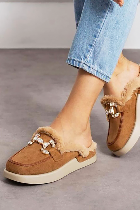 Γυναικείες παντόφλες KARMINSA CAMEL, Χρώμα: ανοιχτό καφέ, IVET.EU - Εκπτώσεις έως -80%