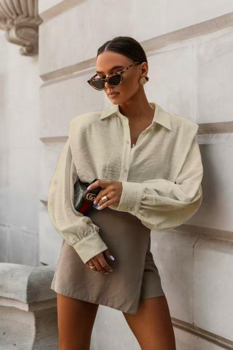 Γυναικείο πουκάμισο NOVELZA BEIGE, Χρώμα: μπεζ, IVET.EU - Εκπτώσεις έως -80%