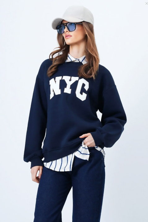 Γυναικεία μπλούζα NEVRILDA NAVY, Χρώμα: σκούρο μπλε, IVET.EU - Εκπτώσεις έως -80%