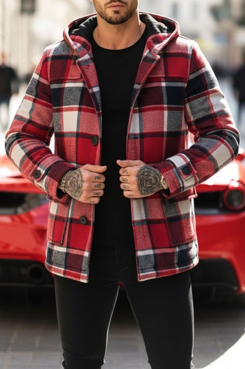 Ανδρικό παλτό STERFO RED, Χρώμα: κόκκινο, IVET.EU - Εκπτώσεις έως -80%