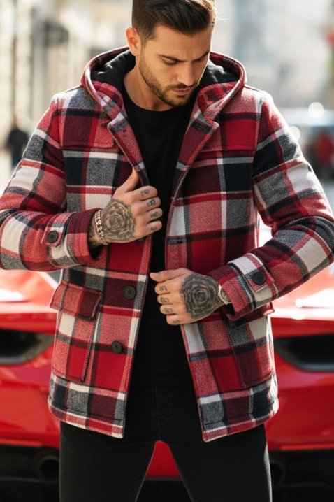 Ανδρικό παλτό STERFO RED, Χρώμα: κόκκινο, IVET.EU - Εκπτώσεις έως -80%