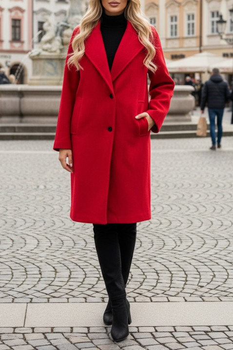 Παλτό ARGIOLA, Χρώμα: κόκκινο, IVET.EU - Εκπτώσεις έως -80%