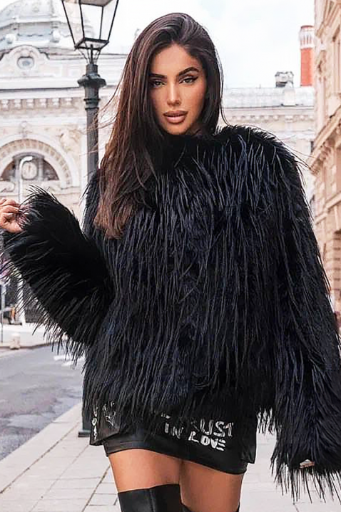 Παλτό BELSIONA BLACK, Χρώμα: μαύρο, IVET.EU - Εκπτώσεις έως -80%