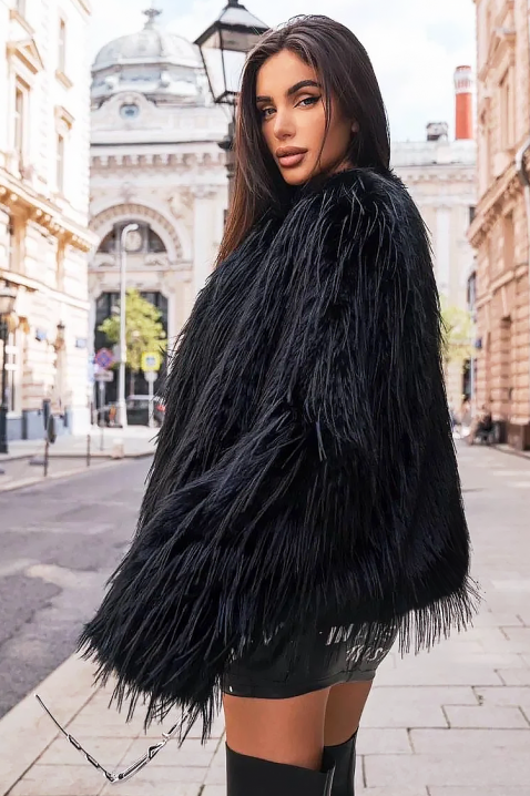 Παλτό BELSIONA BLACK, Χρώμα: μαύρο, IVET.EU - Εκπτώσεις έως -80%