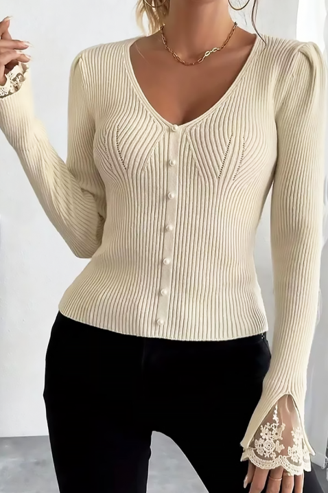 Γυναικεία μπλούζα ZLOVELDA ECRU, Χρώμα: εκρού, IVET.EU - Εκπτώσεις έως -80%