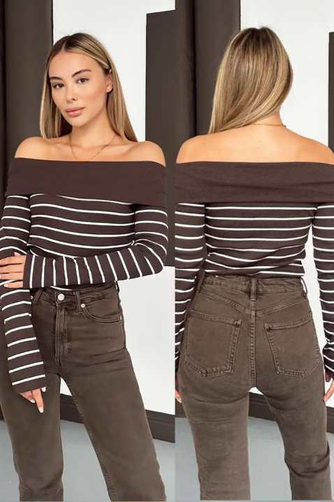 Γυναικεία μπλούζα PRESTILJA BROWN, Χρώμα: καφέ, IVET.EU - Εκπτώσεις έως -80%