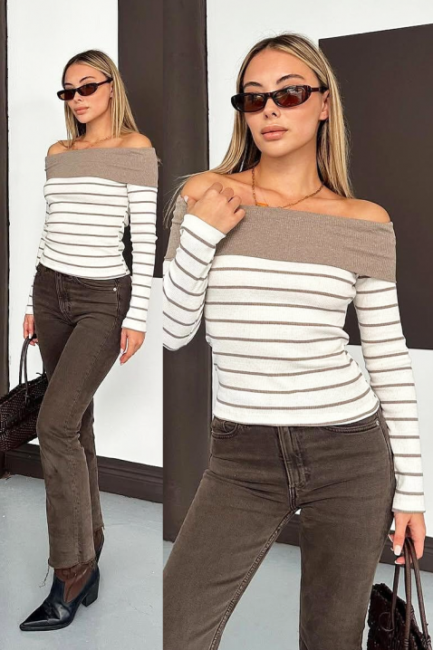 Γυναικεία μπλούζα PRESTILJA MOCHA, Χρώμα: μόκα, IVET.EU - Εκπτώσεις έως -80%