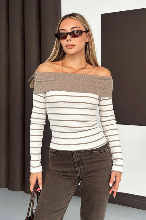 Γυναικεία μπλούζα PRESTILJA MOCHA, Χρώμα: μόκα, IVET.EU - Εκπτώσεις έως -80%