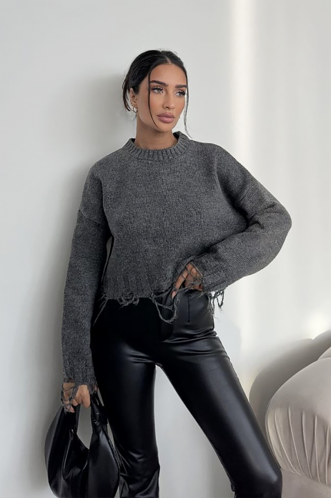 Πουλόβερ NEVRINZA GRAFIT, Χρώμα: γραφίτης, IVET.EU - Εκπτώσεις έως -80%