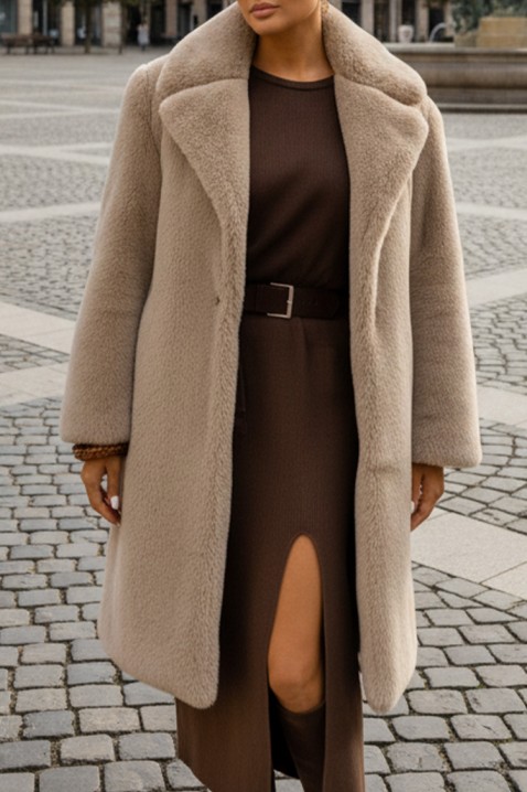 Παλτό OLGANIRA BEIGE, Χρώμα: μπεζ, IVET.EU - Εκπτώσεις έως -80%