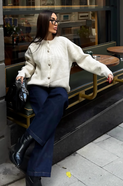 Ζακέτα KRODELSA ECRU, Χρώμα: εκρού, IVET.EU - Εκπτώσεις έως -80%