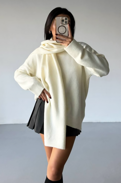 Πουλόβερ ERTILODA ECRU, Χρώμα: εκρού, IVET.EU - Εκπτώσεις έως -80%