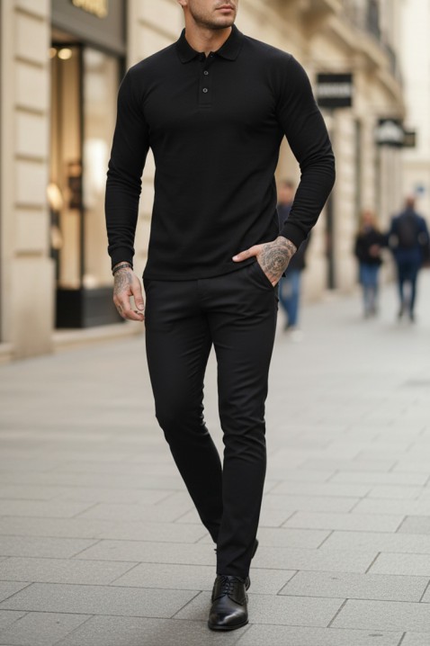 Ανδρική μπλούζα LEROJO BLACK, Χρώμα: μαύρο, IVET.EU - Εκπτώσεις έως -80%