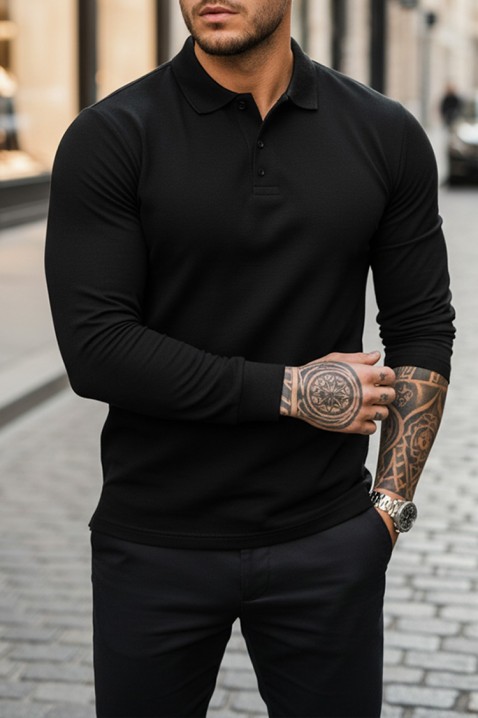 Ανδρική μπλούζα LEROJO BLACK, Χρώμα: μαύρο, IVET.EU - Εκπτώσεις έως -80%