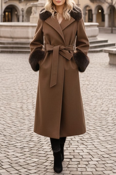 Παλτό LUXINDA BROWN, Χρώμα: καφέ, IVET.EU - Εκπτώσεις έως -80%