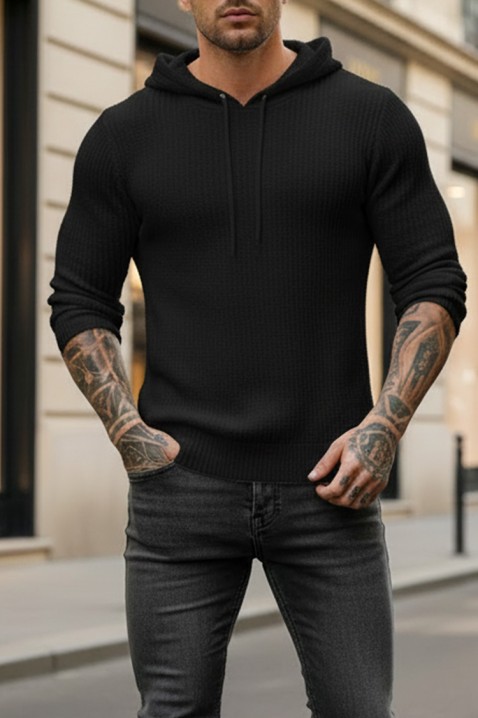 Ανδρικό πουλόβερ JEROLDO BLACK, Χρώμα: μαύρο, IVET.EU - Εκπτώσεις έως -80%