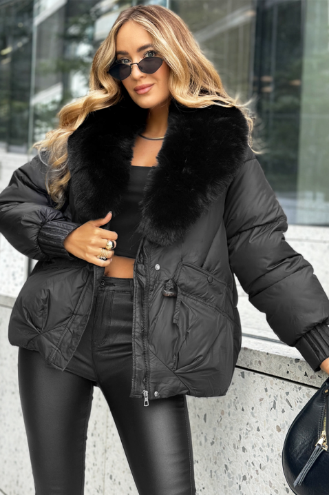 Μπουφάν OZALNDA BLACK, Χρώμα: μαύρο, IVET.EU - Εκπτώσεις έως -80%