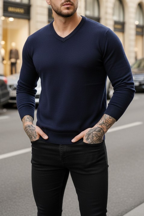 Ανδρικό πουλόβερ MARKAN NAVY, Χρώμα: σκούρο μπλε, IVET.EU - Εκπτώσεις έως -80%