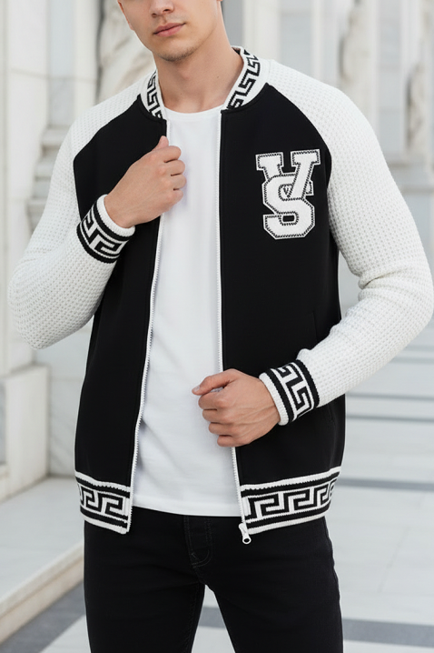 Ανδρική ζακέτα KREFOZ BLACK, Χρώμα: μαύρο, IVET.EU - Εκπτώσεις έως -80%