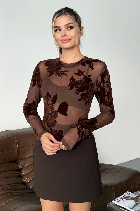 Γυναικεία μπλούζα APLEONA BROWN, Χρώμα: καφέ, IVET.EU - Εκπτώσεις έως -80%